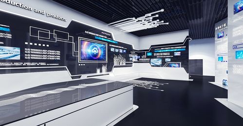 现代科技公司企业展厅半导体展厅3d效果图设计制作